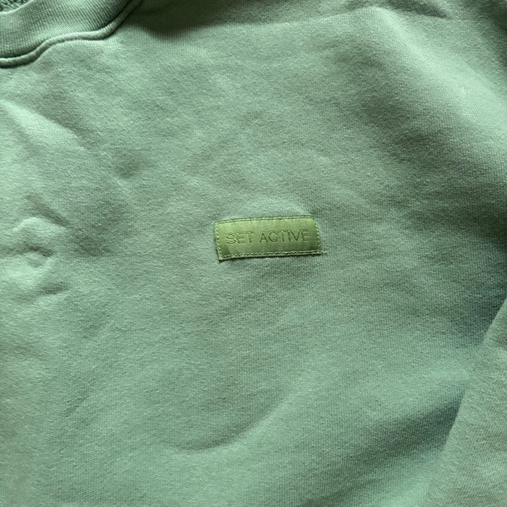 Set active green crewneck cropped sweater size S 100% cotton - Picture 5 of 6